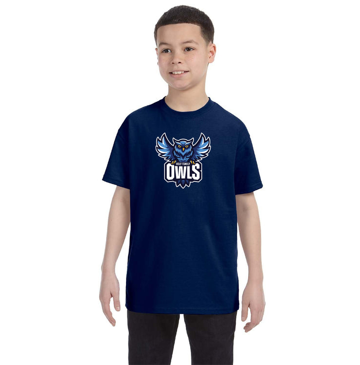 HOLY FAMILY SPIRITWEAR  - OWLS - GILDAN COTTON TEE - YOUTH