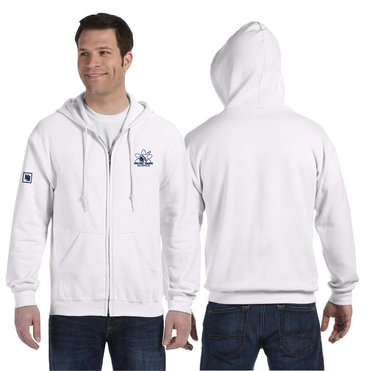 NOTRE DAME SCIENCE - FRONT PRINT - GILDAN COTTON ZIP HOODIE - ADULT