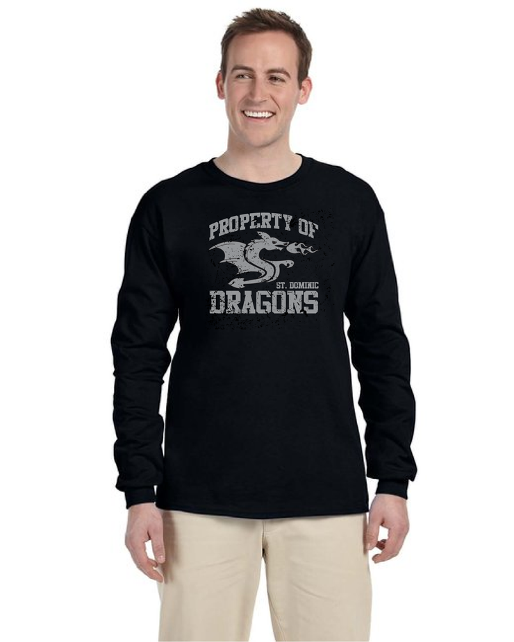 ST DOMINIC SPIRITWEAR - PROPERTY OF DRAGONS - GILDAN COTTON LONGSLEEVE - ADULT