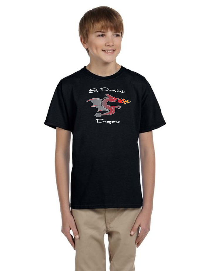 ST DOMINIC SPIRITWEAR - DRAGONS LOGO - GILDAN COTTON TEE - YOUTH