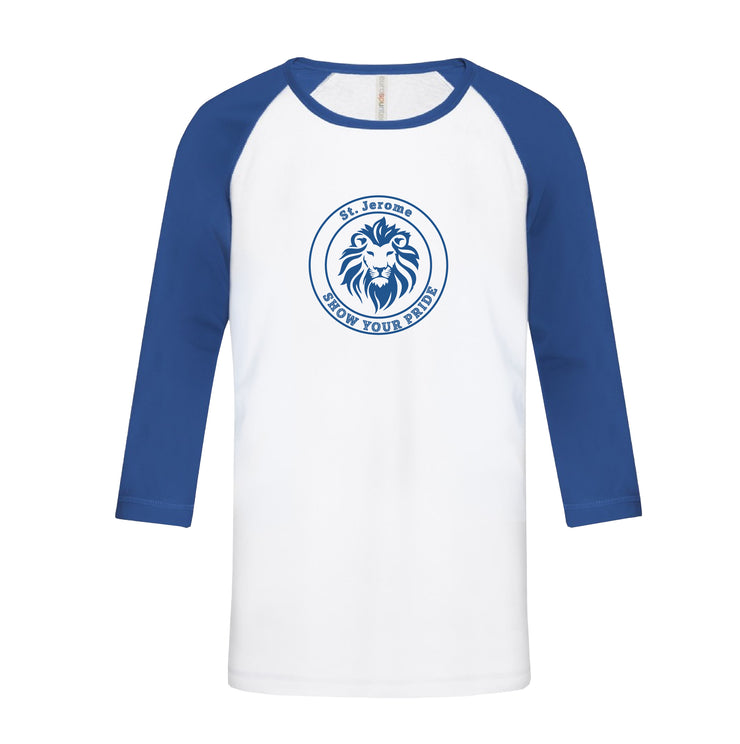 ST. JEROME SPIRITWEAR - ATC RINGSPUN BASEBALL TEE - LIONS PRINT - ADULT