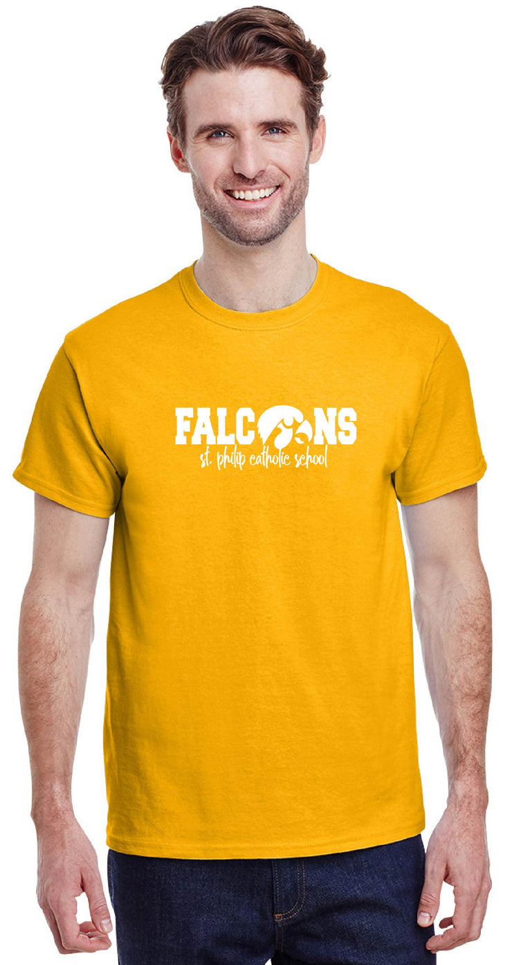 ST. PHILIP SPIRITWEAR - ADULT - GILDAN COTTON TEE- FALCONS LOGO