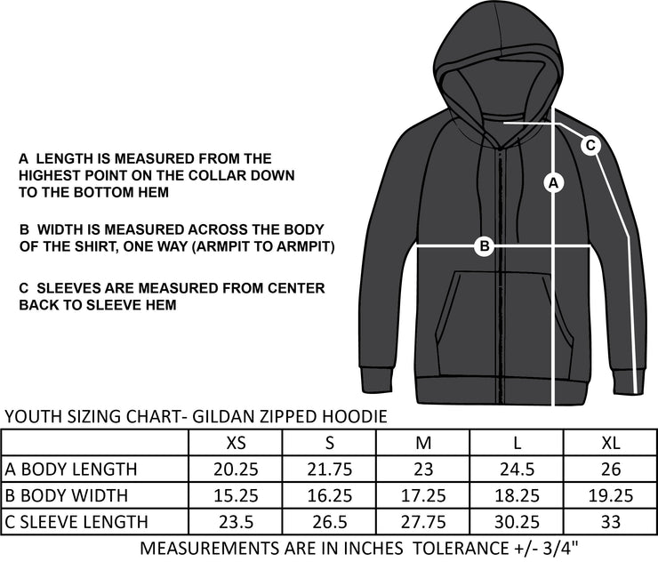 ST. GABRIEL SPIRITWEAR - GILDAN ZIPPED HOODIE - YOUTH