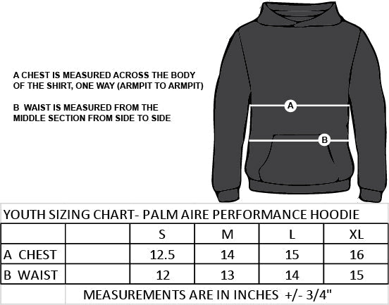 W.O MITCHELL SPIRITWEAR - FULL FRONT W.O.M PRINT - PALM AIRE PERFORMANCE HOODIE  - YOUTH