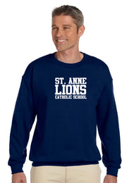 ST. ANNE SPIRITWEAR - GILDAN COTTON FLEECE CREWNECK - TEXT LOGO - ADULT